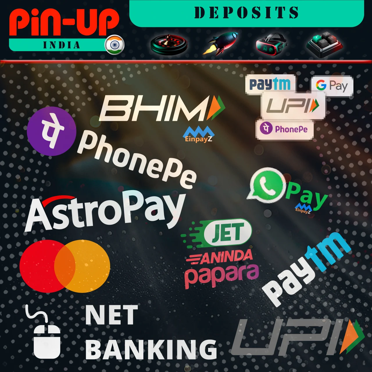 Many deposit options at Pin-Up