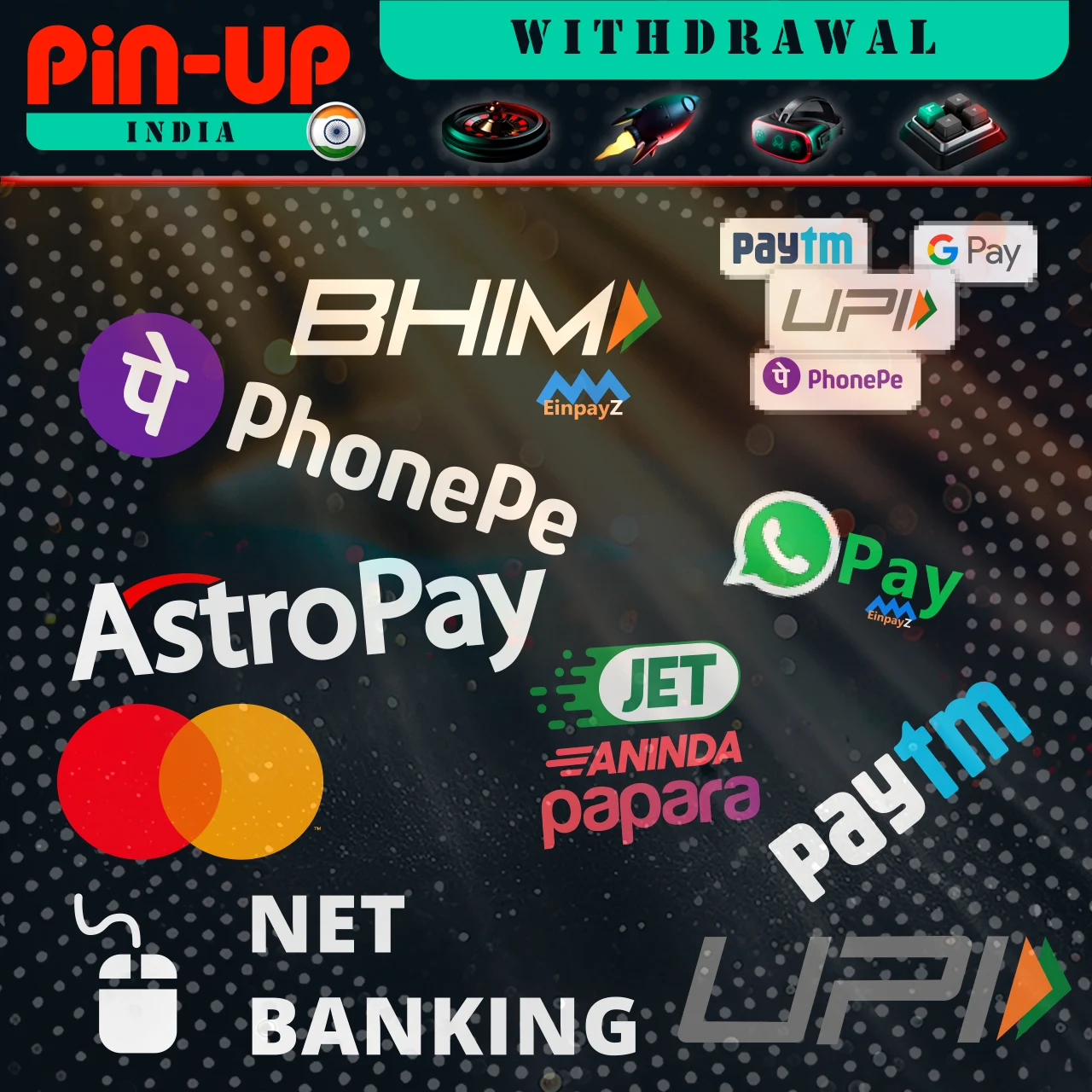 Many ways to withdraw funds on Pin-Up