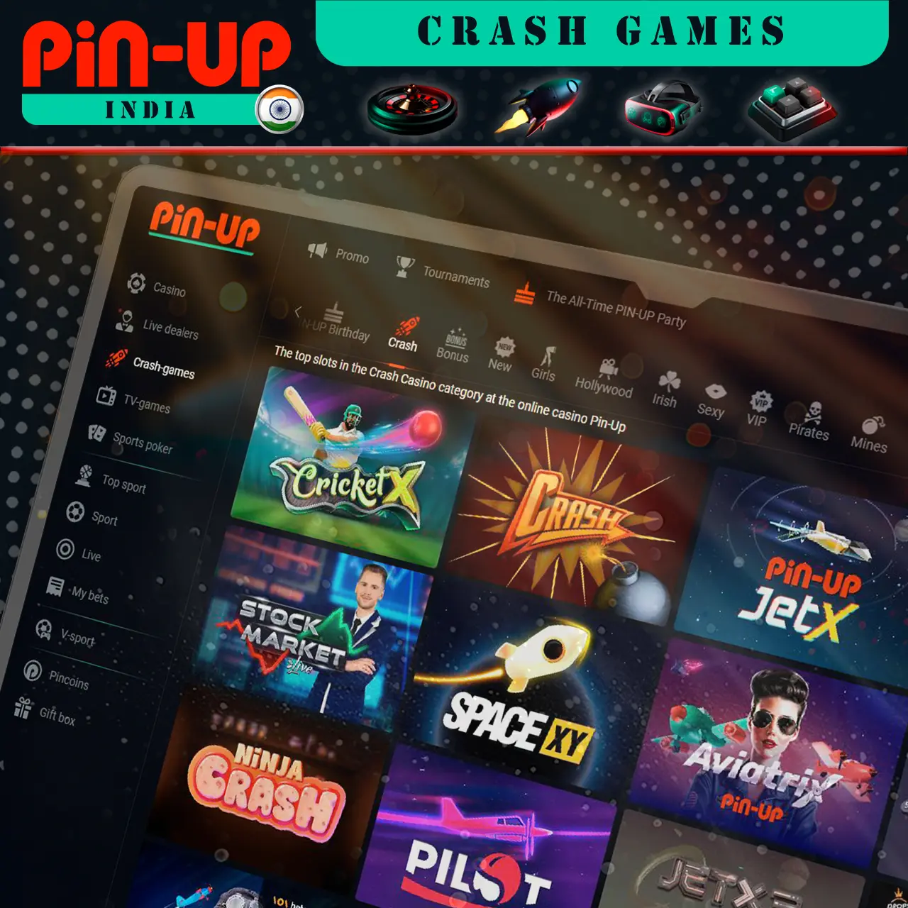 Thousands of amazing crash games in the Casino section